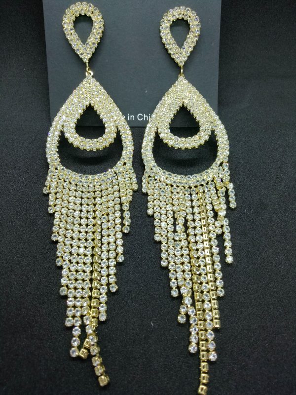 Long Rhinestone Tassel Earrings for Women 2024