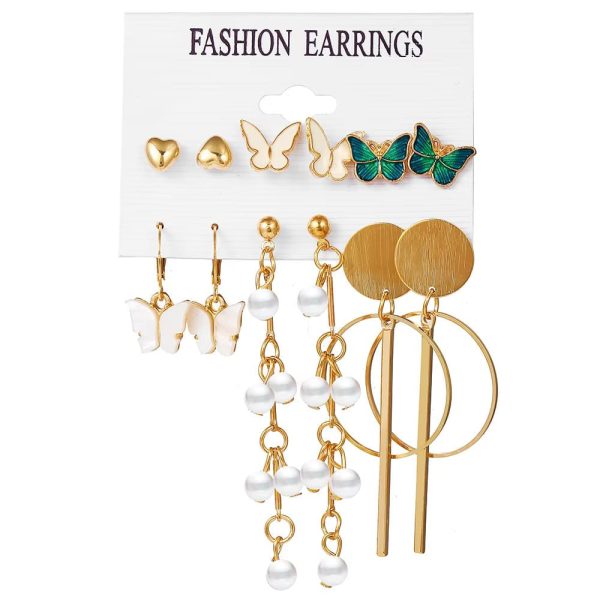 Five-Piece Dangle Earrings Set with Multiple Fashion Designs