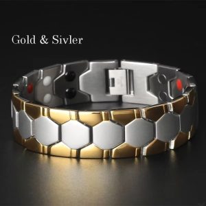 Adjustable bio magnetic therapy bracelet for health and style.