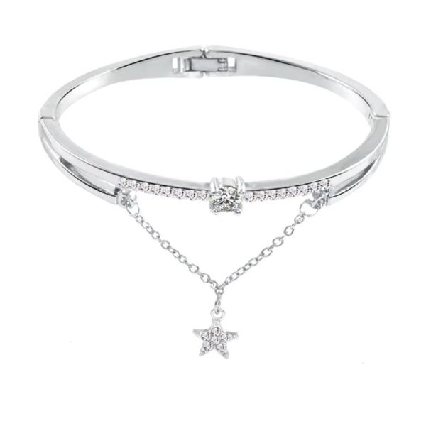 Silver Fashion Bracelet with Zircon Star Charm